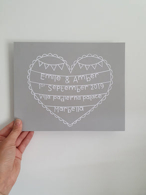 Personalised Wedding Lace Edged Heart Papercut