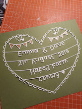 Load image into Gallery viewer, Personalised Wedding Lace Edged Heart Papercut