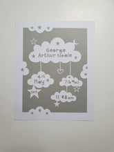 Load image into Gallery viewer, Personalised Birth Details Cloud Papercut