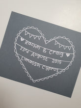 Load image into Gallery viewer, Personalised Wedding Lace Edged Heart Papercut