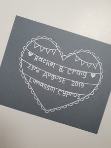 Personalised Wedding Lace Edged Heart Papercut