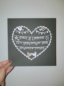 Personalised Wedding Lace Edged Heart Papercut