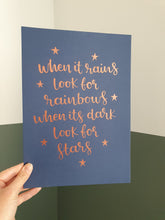 Load image into Gallery viewer, Copper hand lettered wall art A4