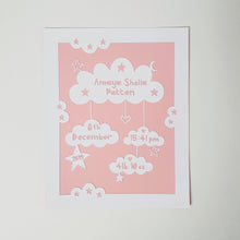 Load image into Gallery viewer, Personalised Birth Details Cloud Papercut