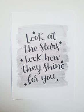 Look At The Stars Watercolour & Lettering Wall Art
