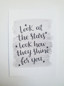 Look At The Stars Watercolour & Lettering Wall Art