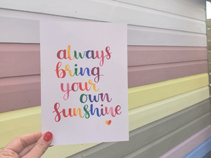 Rainbow watercolour quote