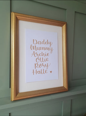 Family names wall art