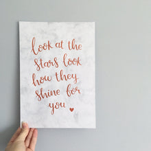 Load image into Gallery viewer, Copper hand lettered wall art A4