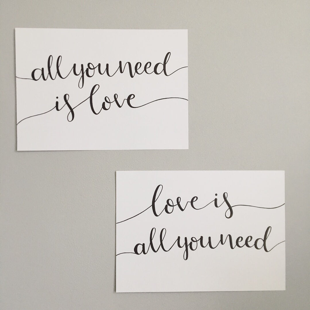 Set of 2 Hand Lettered Wall Art