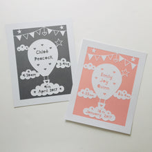 Load image into Gallery viewer, Hot Air Balloon Birth Details Papercut