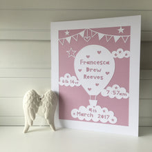 Load image into Gallery viewer, Hot Air Balloon Birth Details Papercut