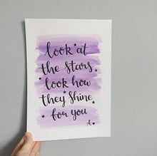 Load image into Gallery viewer, Look At The Stars Watercolour &amp; Lettering Wall Art