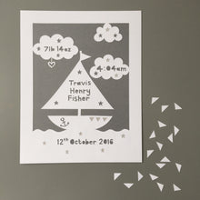 Load image into Gallery viewer, Personalised Nautical Birth Details Papercut