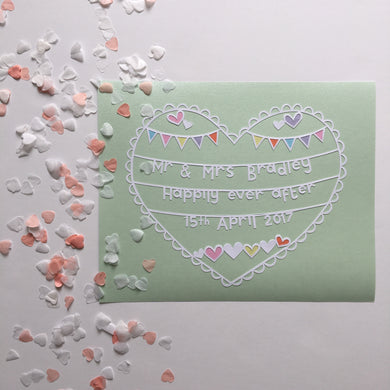 Personalised Wedding Papercut- Multi heart