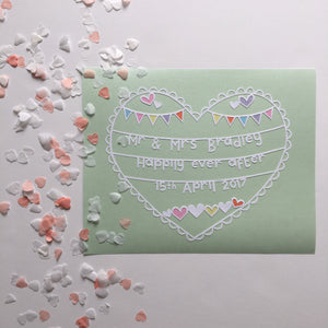 Personalised Wedding Papercut- Multi heart