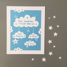 Load image into Gallery viewer, Personalised Birth Details Cloud Papercut