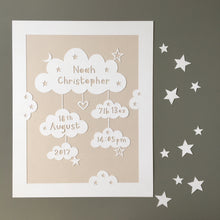 Load image into Gallery viewer, Personalised Birth Details Cloud Papercut