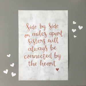 Copper hand lettered wall art A4