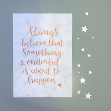 Load image into Gallery viewer, Copper hand lettered wall art A4