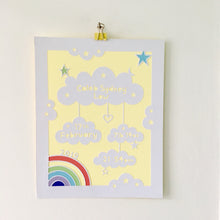 Load image into Gallery viewer, Personalised clouds papercut with rainbow